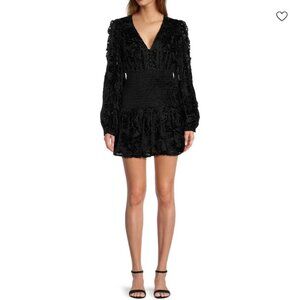 Rococo Sand Sade Lace Trim Mini Dress in Black NWT